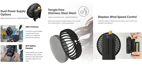 Nitecore Cinewind　CW10 ポータブル写真ファン 簡単で安心できる操作